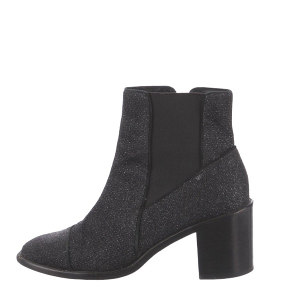 Alexandre Birman Sparkle Accent Chelsea Ankle Boots Black Lurex Silver Glitter 5 - Picture 4 of 10
